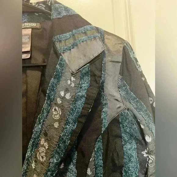Bisou Bisou Patchwork Button Front Whimsy Goth Office Siren Blazer Size 12 - Picture 8 of 12